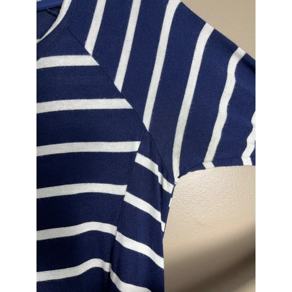 New Directions Dress Blue Stripe Knit Jersey Swing Trapeze Comfort Womens S - Picture 6 of 10